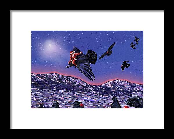 Xmas Framed Print featuring the digital art Santa's Scout by Les Herman
