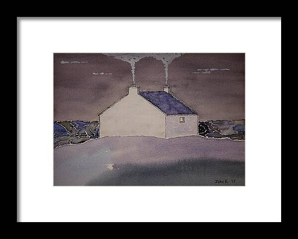 Watercolor Framed Print featuring the painting Night Skye Lore by John Klobucher