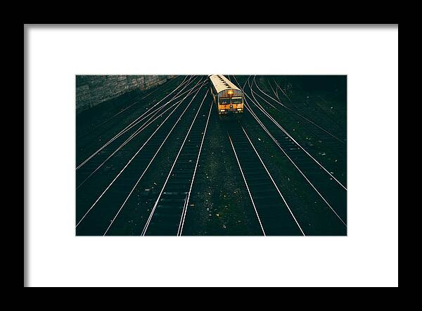 #railways Framed Print featuring the photograph Night Train by Samara Ratnayake