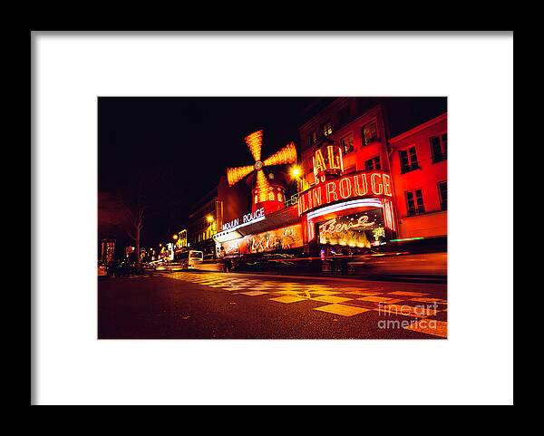 Nightclub Framed Print featuring the photograph Night View Of Paris Moulin Rouge by Tempura
