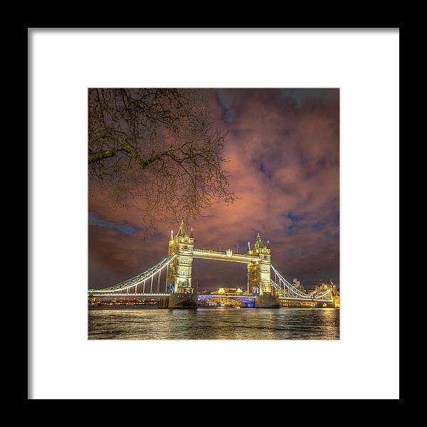 Tourism Framed Print featuring the photograph Nighttime Bridge by Laura Hedien