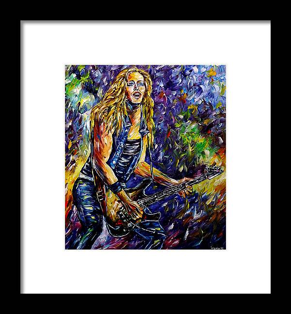 I Love Nita Strauss Framed Print featuring the painting Rock Guitarist by Mirek Kuzniar