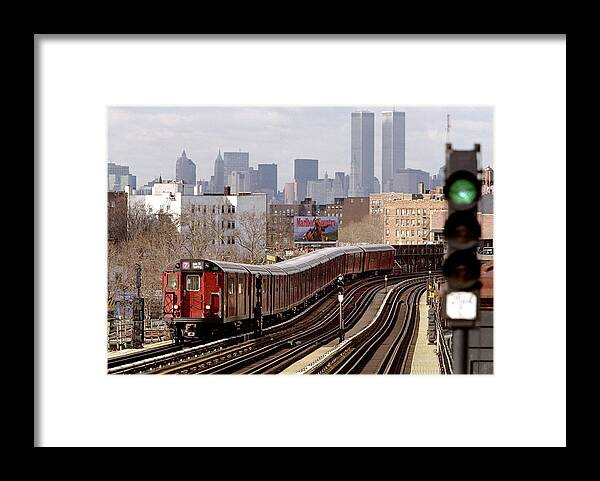 Subway Framed Print featuring the photograph No. 7 Subway Train Against The by New York Daily News Archive