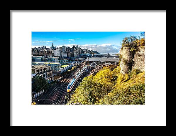 Train Framed Print featuring the photograph Noon Train to Kings Cross by Max Blinkhorn