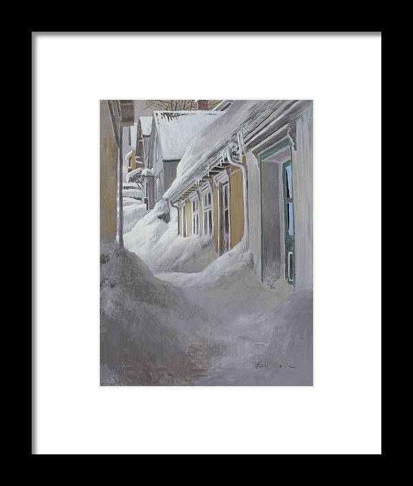 Hans Saele Framed Print featuring the painting Nordic Town Houses by Hans Egil Saele