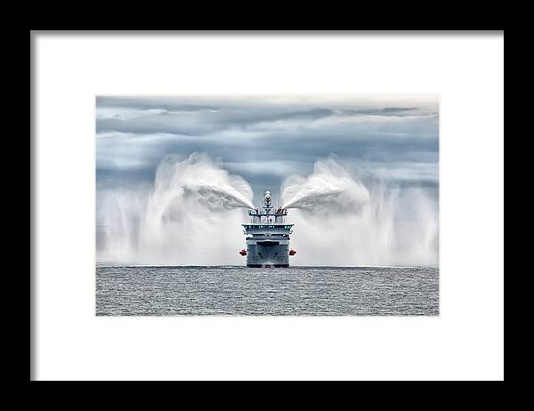 Spray Framed Print featuring the photograph Norwegian Coast Guard by Roy Samuelsen