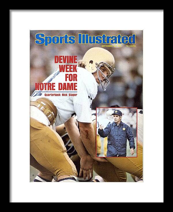 Magazine Cover Framed Print featuring the photograph Notre Dame Qb Rick Slager... Sports Illustrated Cover by Sports Illustrated