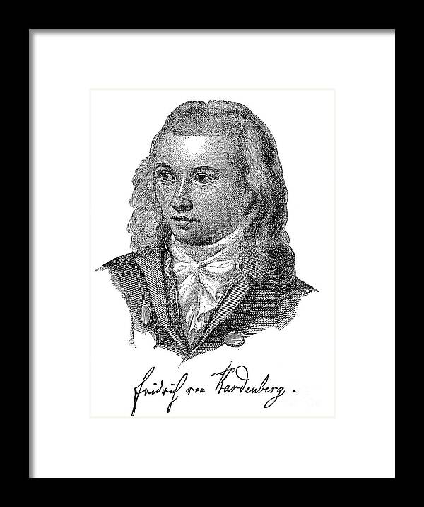 Engraving Framed Print featuring the drawing Novalis 1772-1801, Pen-name by Print Collector