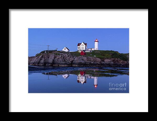2019 Framed Print featuring the photograph Nubble - Blue Hour Reflection by Craig Shaknis