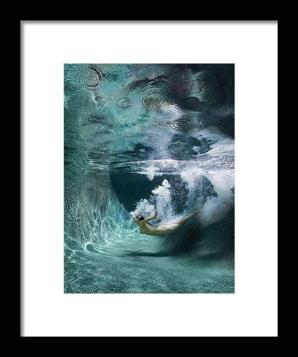 People Framed Print featuring the photograph Nude Female Diving Underwater by Ed Freeman