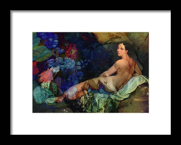 Nude Framed Print featuring the painting Nude in flowers by Nop Briex