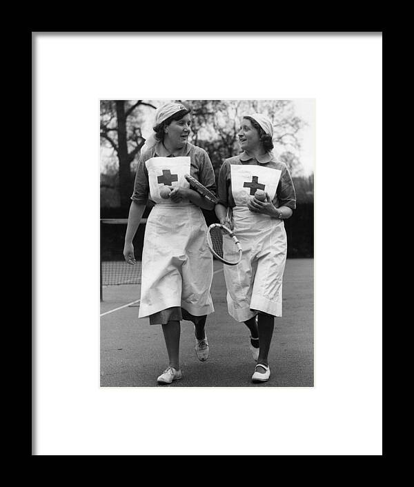 Following Framed Print featuring the photograph Nurses Tennis by Fox Photos