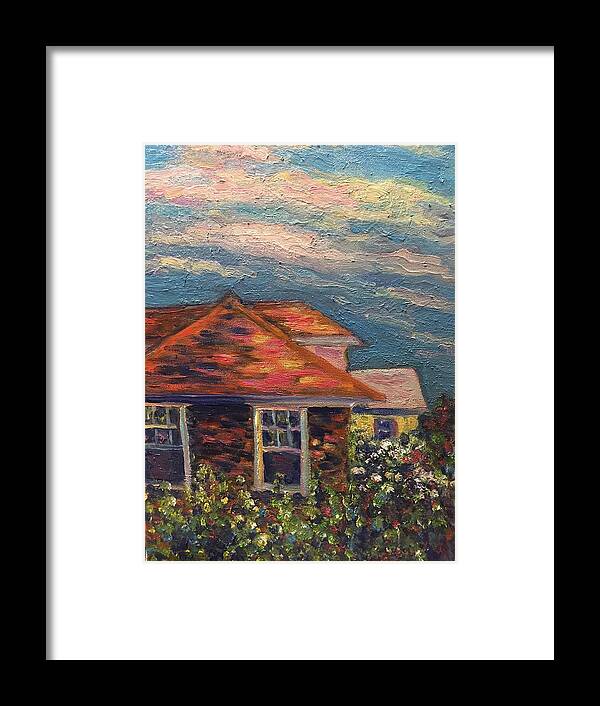 Nyack Framed Print featuring the painting Nyack roof tops by Beth Riso