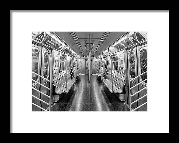 Black And White Framed Print featuring the photograph N Y C Subway by Rand Ningali
