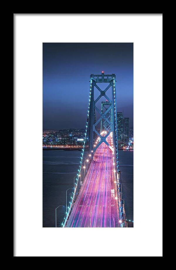 Bridge Framed Print featuring the photograph Oakland Bridge 1 Color by Moises Levy
