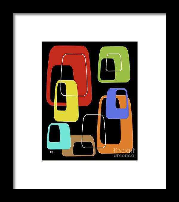  Framed Print featuring the digital art Oblongs on Black 2 by Donna Mibus