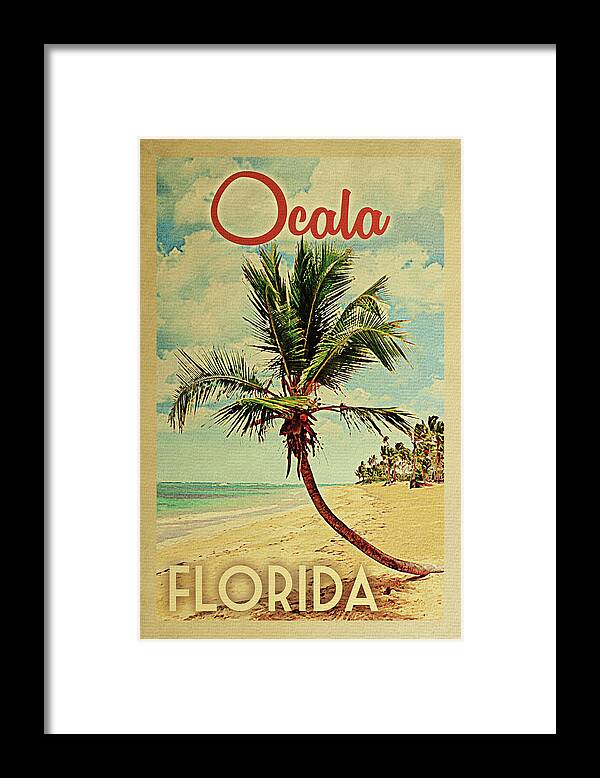 Ocala Framed Print featuring the digital art Ocala Florida Palm Tree by Flo Karp