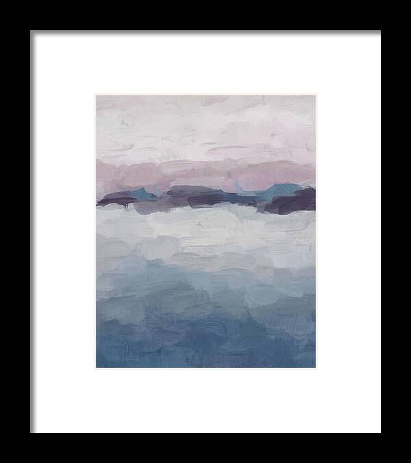 Plum Purple Navy Lavender Blue Framed Print featuring the painting Oceans Away by Rachel Elise