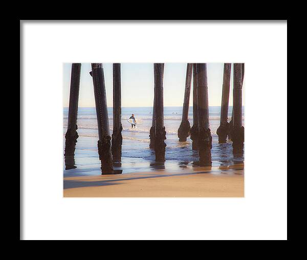 Oceanside Pier Framed Print featuring the photograph Oceanside California Pier Surfer 89 by Catherine Walters