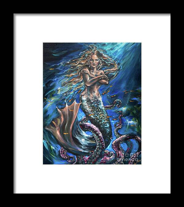 Ocean Framed Print featuring the painting Octavia with Octopus Study by Linda Olsen