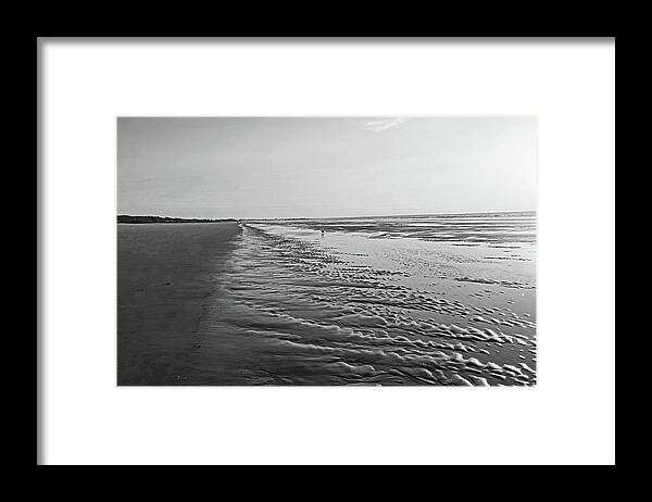 Ogunquit Framed Print featuring the photograph Ogunquit Beach Sand Patterns Ogunquit Maine Sunrise Black and White by Toby McGuire