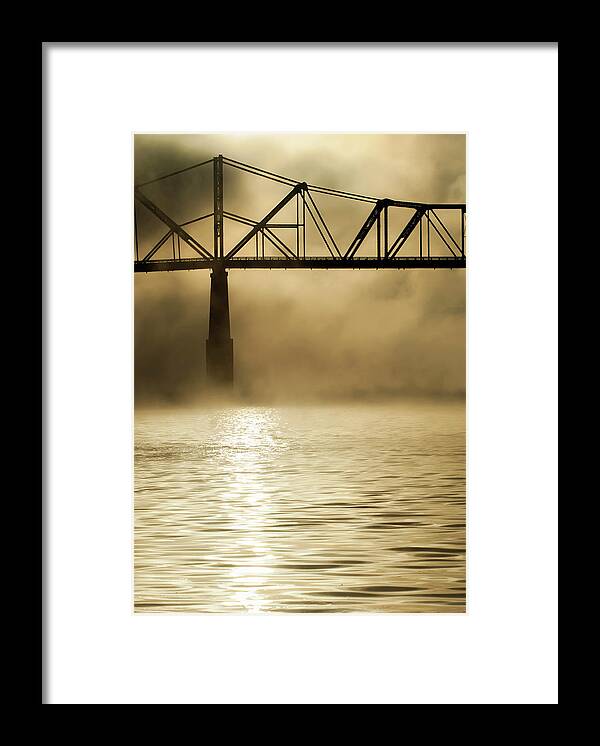Tranquility Framed Print featuring the photograph Ohio River Bridge In Fog by Berniekasper.com