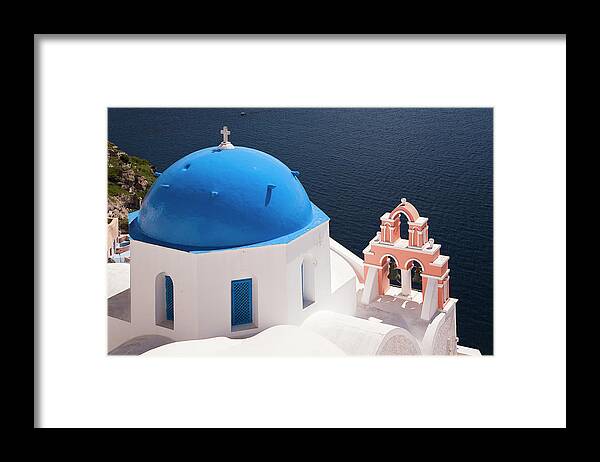 Greece Framed Print featuring the photograph Oia Church by Vasilis Tsikkinis Photos