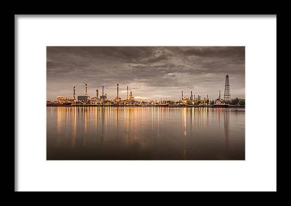 Industrial District Framed Print featuring the photograph Oil Refinery by Ironheart