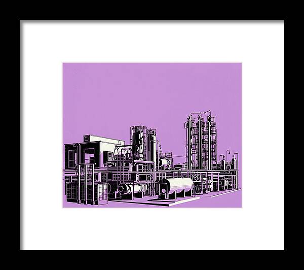 Campy Framed Print featuring the drawing Oil Refinery Purple Background by CSA Images