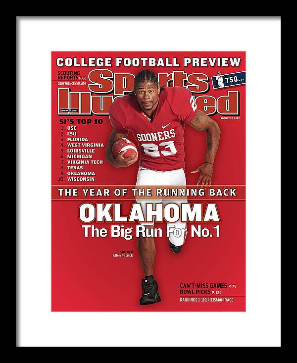 Magazine Cover Framed Print featuring the photograph Oklahoma Allen Patrick, 2007 College Football Preview Sports Illustrated Cover by Sports Illustrated