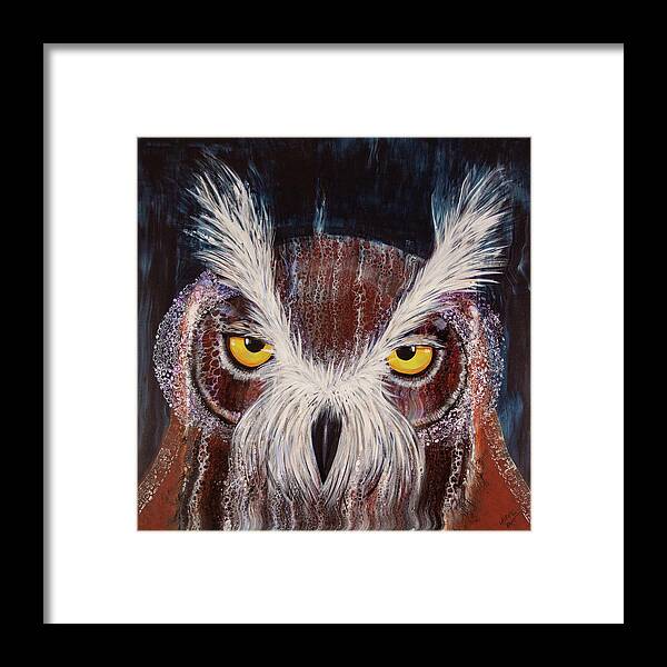 Owl Framed Print featuring the painting OL Sam by Laurel Bahe
