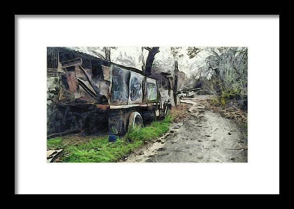 Truck Framed Print featuring the digital art Old, Abandoned Truck by Bernie Sirelson