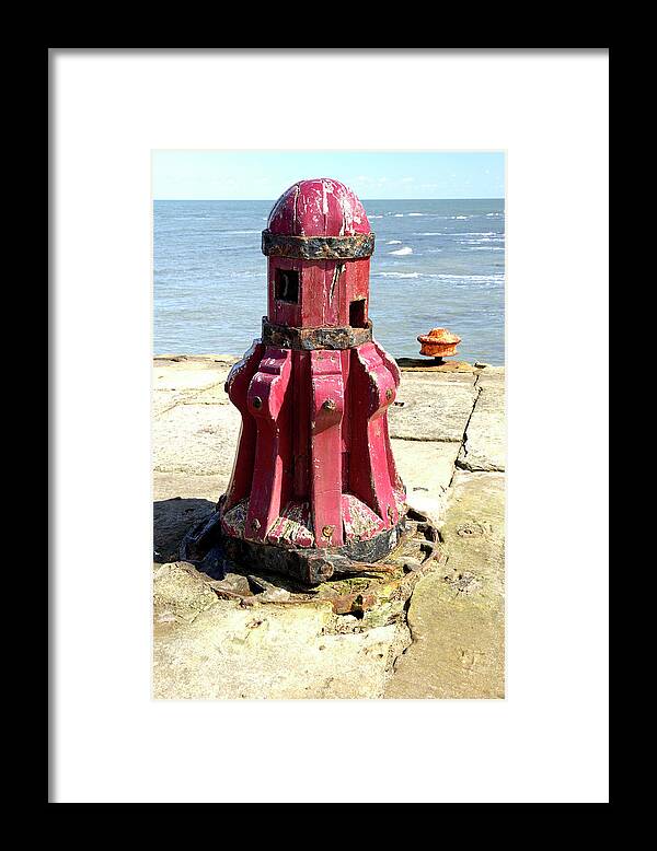 Bright Framed Print featuring the photograph Old Capstan - Whitby East Pier by Rod Johnson
