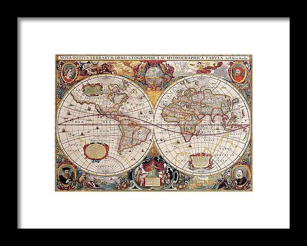 Classical Maps Framed Print featuring the painting Old Cartographic Map by Rolando Burbon