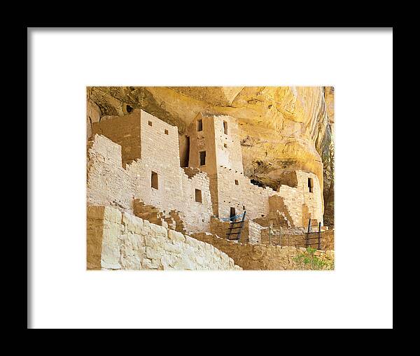Native American Reservation Framed Print featuring the photograph Old Cliff Palace Ruins On Display by Helovi