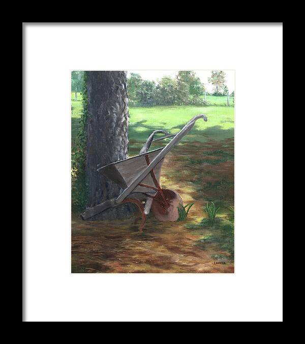 Seeder Framed Print featuring the painting Old Farm Seeder, Louisiana by Lenora De Lude