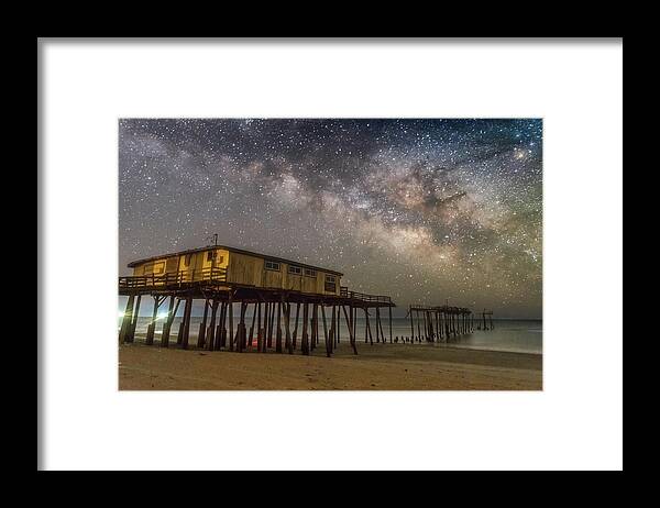 Milky Way Framed Print featuring the photograph Old Frisco Pier by Russell Pugh