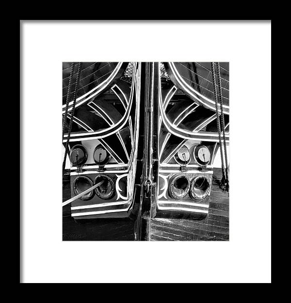 Uss Constitution Framed Print featuring the photograph Old Ironsides Forcastle B W by Rob Hans