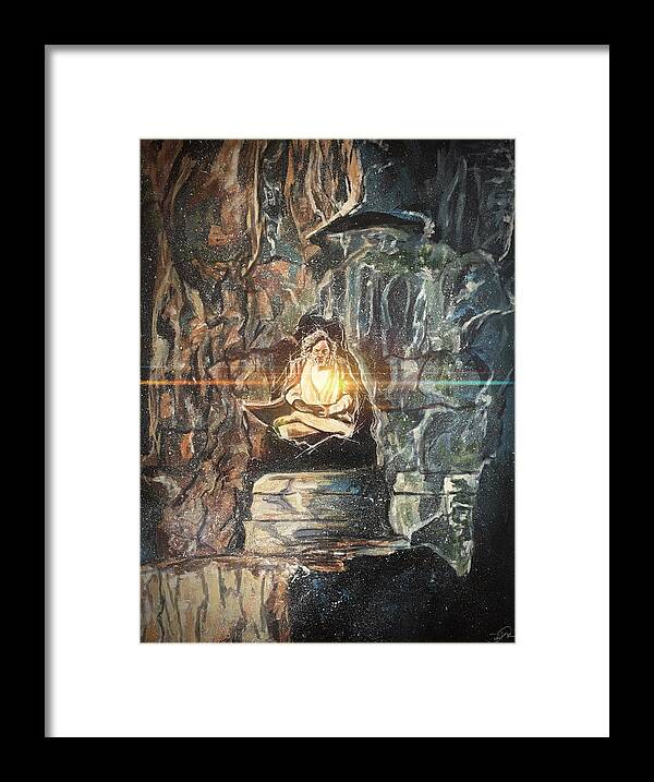 Jedi Framed Print featuring the painting Old Jedi Mind Trick by Joel Tesch