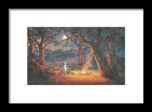 Campers Framed Print featuring the painting Old Mates 1 by John Bradley