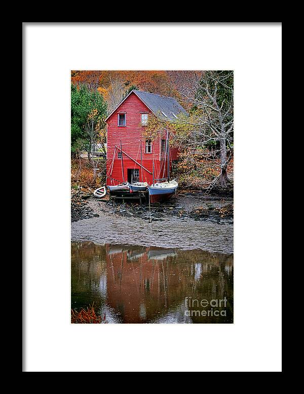 Sailboats Framed Print featuring the photograph Old Red House in Maine by Olivier Le Queinec