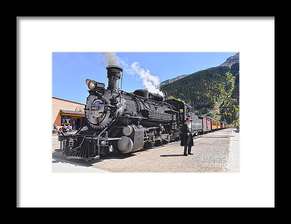 National Historic Landmark Framed Print featuring the photograph Old Timer at the Silverton, Colorado, Train Stop by Catherine Sherman
