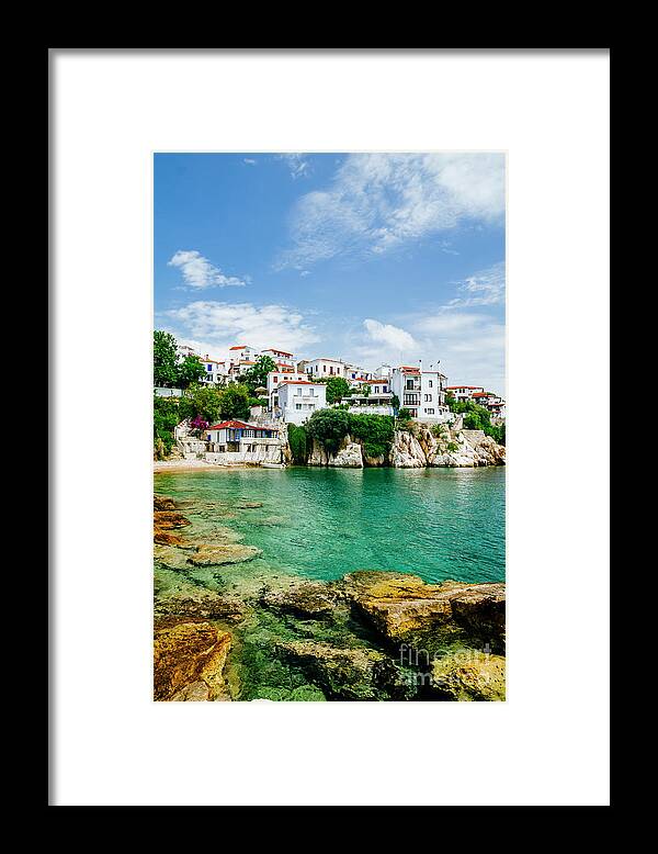 Skiathos Framed Print featuring the photograph Old town view of Skiathos island, Sporades, Greece. by Jelena Jovanovic