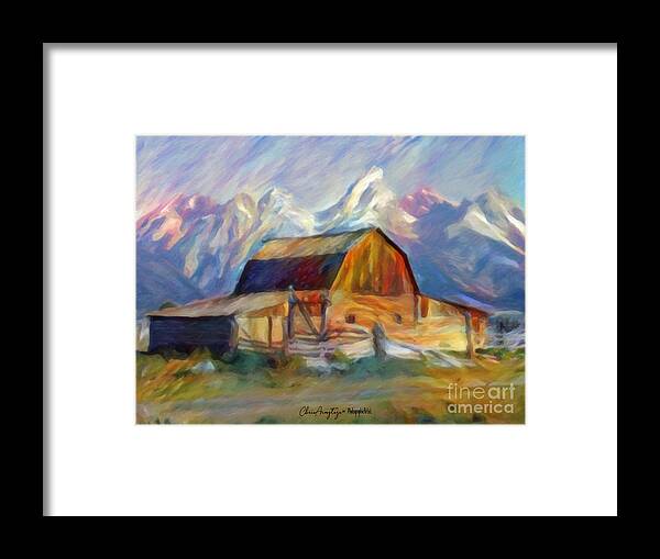Old Framed Print featuring the painting Old Wyoming Barn by Chris Armytage