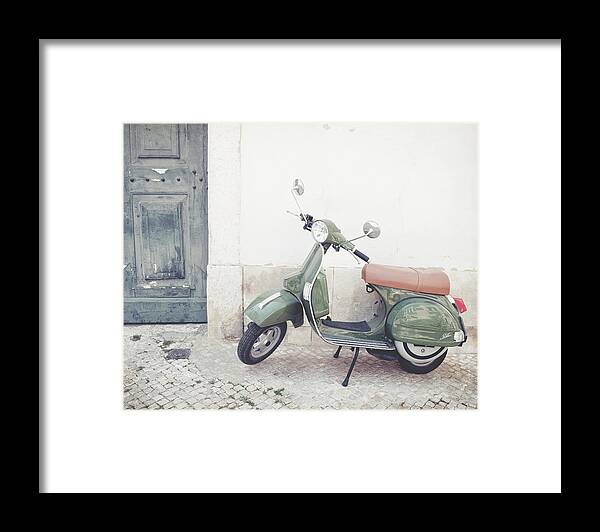 Vespa Framed Print featuring the photograph Olive Vespa by Lupen Grainne