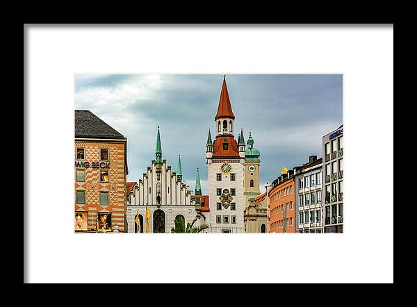 Munich Framed Print featuring the photograph On Munich Time by Marcy Wielfaert