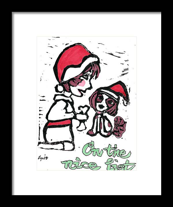 Holiday Cards Framed Print featuring the painting On the nice list by Lyn Hayes