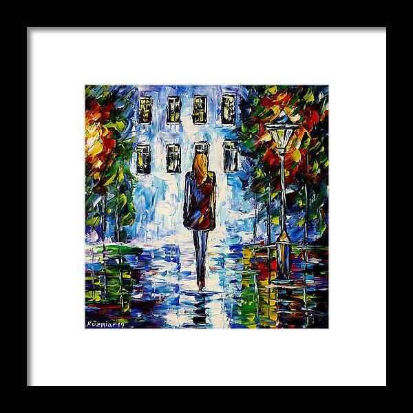 Nightly Scenery Framed Print featuring the painting On The Way Home by Mirek Kuzniar