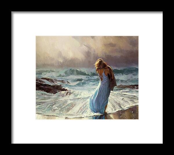 Ocean Framed Print featuring the painting On Watch by Steve Henderson