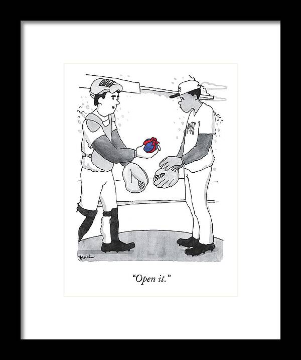 “open It.” Framed Print featuring the drawing Open It by Charlie Hankin